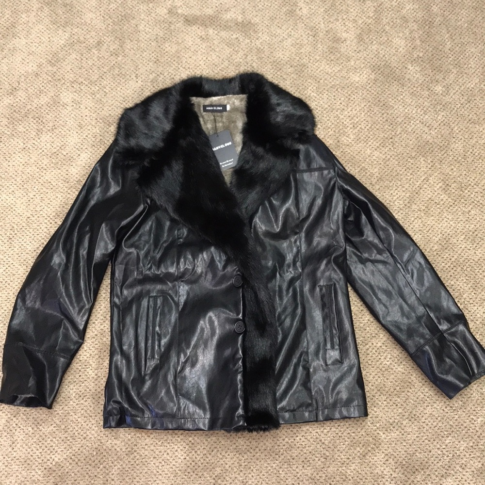 Manvelous Faux Leather and Fur Coat